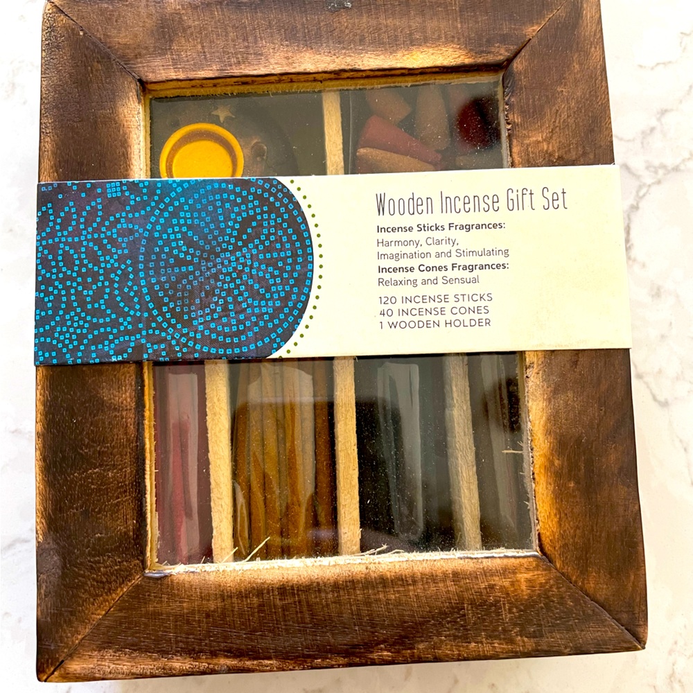 Wooden Incense Gift Set - New - Made in India